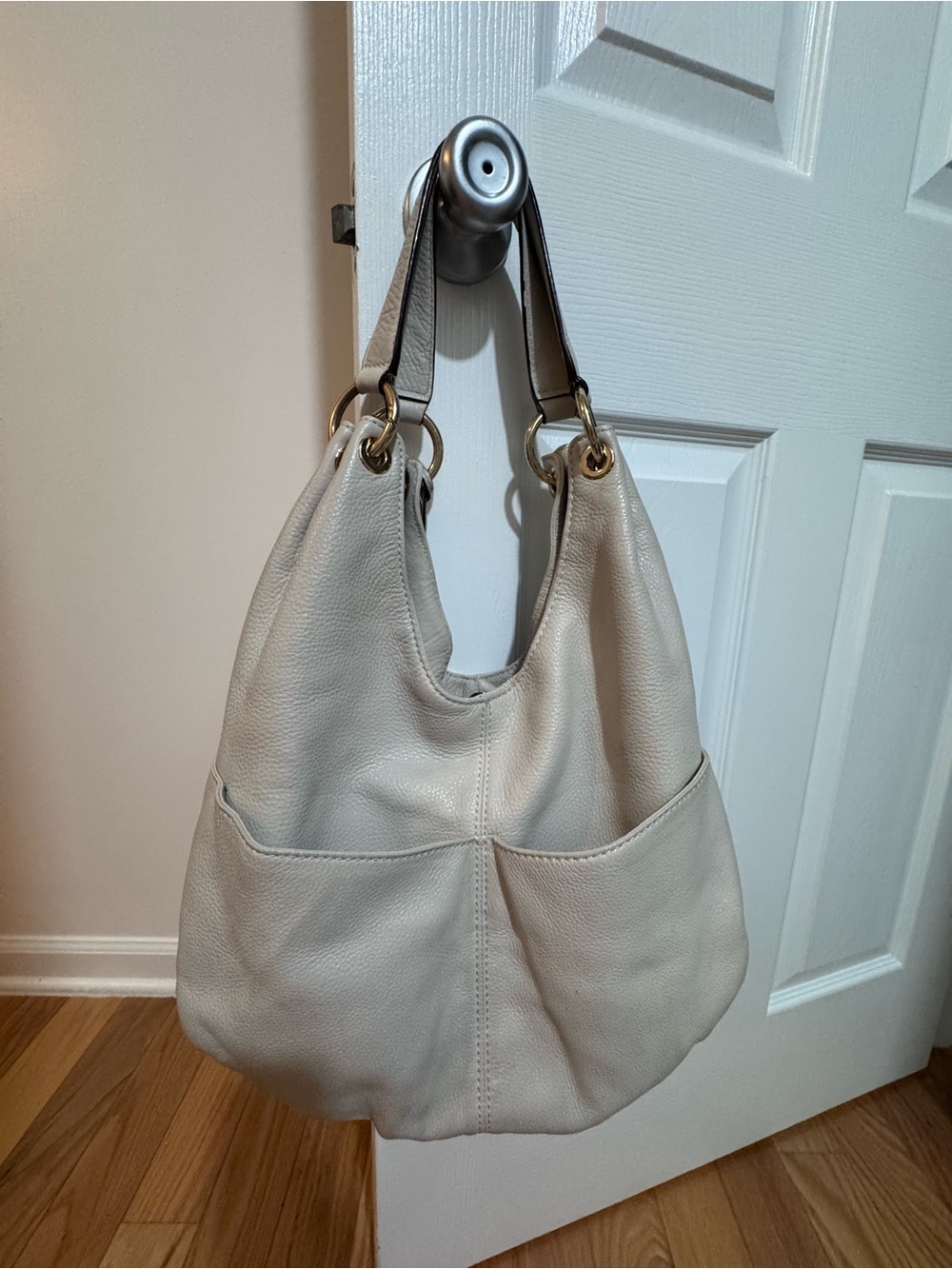 Michael Kors Light Beige Pebbled Leather Shoulder Hobo - Picture 4 of 7